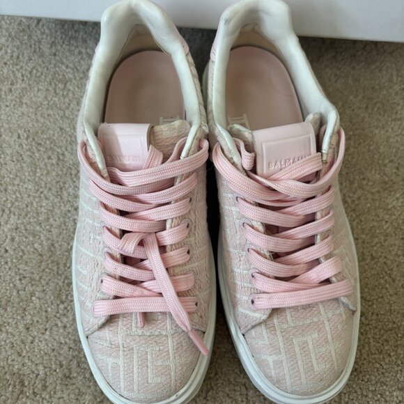 Balmanin B-Court trainers with pink jacquard monogram - Picture 2 of 4